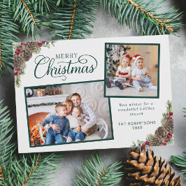 Tarjeta Festiva Elegantes Navidades de guiones botánicos 2 Foto Ve