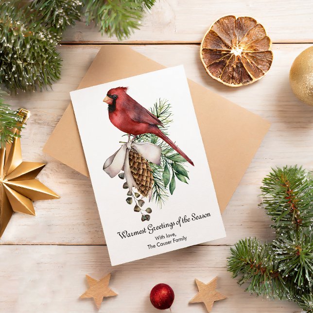 Tarjeta Festiva Elegantes Navidades de invierno del Cardenal Rojo (Subido por el creador)