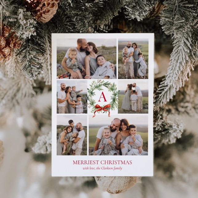 Tarjeta Festiva Elegantes Navidades de la guirnalda monográfica Se (Subido por el creador)