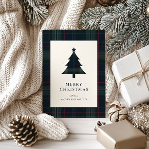 Tarjeta Festiva Elegantes Navidades de la Marina azul y verde
