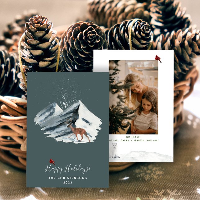 Tarjeta Festiva Elegantes Navidades de la Montaña de Invierno (Subido por el creador)