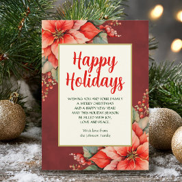 Tarjeta Festiva Elegantes Navidades de la Poinsettia Roja