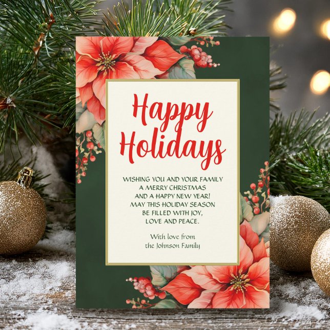 Tarjeta Festiva Elegantes Navidades de la Poinsettia Roja (Subido por el creador)