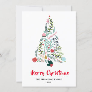 Tarjeta Festiva Elegantes Navidades de la Poinsettia Roja Floral