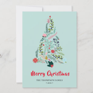 Tarjeta Festiva Elegantes Navidades de la Poinsettia Roja Floral