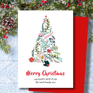 Tarjeta Festiva Elegantes Navidades de la Poinsettia Roja Floral