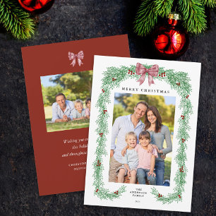 Tarjeta Festiva Elegantes Navidades de la vegetación Garland Bow 2