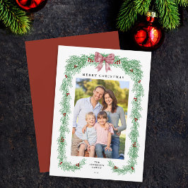 Tarjeta Festiva Elegantes Navidades de la vegetación Garland Bow P