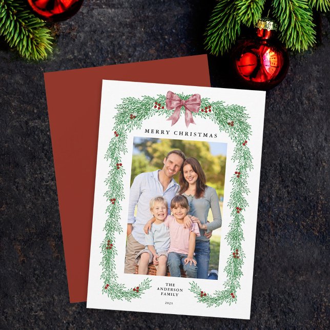Tarjeta Festiva Elegantes Navidades de la vegetación Garland Bow P (Subido por el creador)
