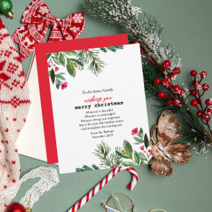 Tarjeta Festiva Elegantes Navidades de máquina de escribir Foliage