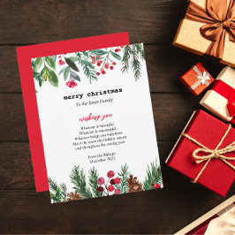 Tarjeta Festiva Elegantes Navidades de máquina de escribir Holly B