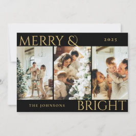 Tarjeta Festiva Elegantes Navidades de Merry y Bright 3 Collages d