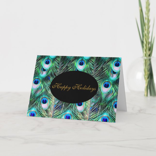 Tarjeta Festiva Elegantes Navidades de moda Boda Peacock (Anverso)