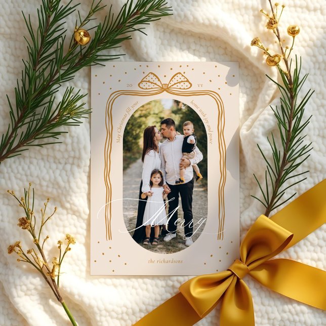Tarjeta Festiva Elegantes Navidades de Moda con guión de cerezo Fo (Subido por el creador)