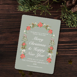 Tarjeta Festiva Elegantes Navidades de negocios de Floral Berries