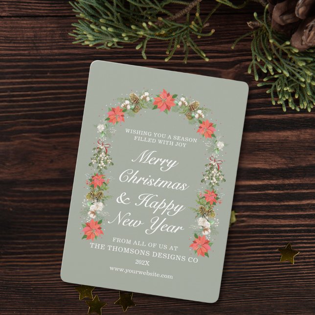 Tarjeta Festiva Elegantes Navidades de negocios de Floral Berries (Subido por el creador)