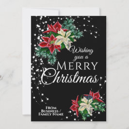 Tarjeta Festiva Elegantes Navidades de negocios Poinsettia Floral
