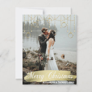 Tarjeta Festiva Elegantes Navidades de oro se casaron con una foto