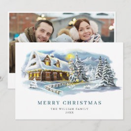 Tarjeta Festiva Elegantes Navidades de pino saludando foto