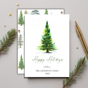 Tarjeta Festiva Elegantes Navidades de pinos minimalistas saludand