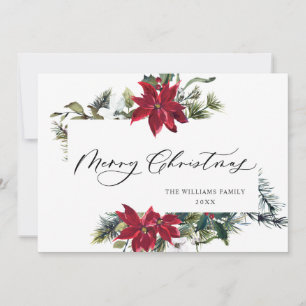 Tarjeta Festiva Elegantes Navidades de Poinsettia Mistletoe saluda