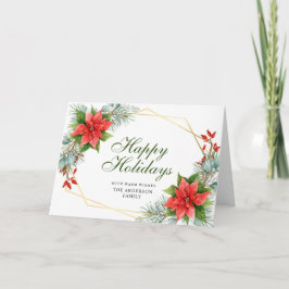 Tarjeta Festiva Elegantes Navidades de Poinsettia Mistletoe Saludo
