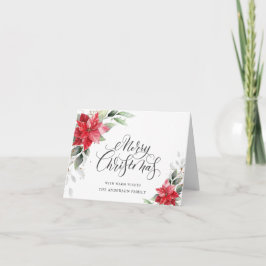 Tarjeta Festiva Elegantes Navidades de Poinsettia Mistletoe Saludo