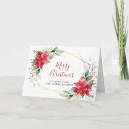 Tarjeta Festiva Elegantes Navidades de Poinsettia Mistletoe Saludo