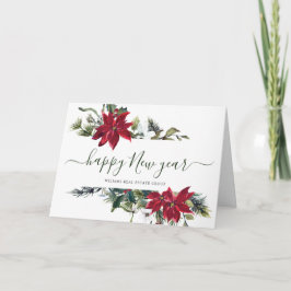 Tarjeta Festiva Elegantes Navidades de Poinsettia Saludo Corporati