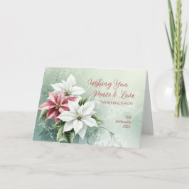 Tarjeta Festiva Elegantes Navidades de Poinsettias Blancas