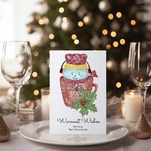 Tarjeta Festiva Elegantes Navidades de Snowman Mug