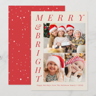 Tarjeta Festiva elegantes navidades de texto rojo alegre