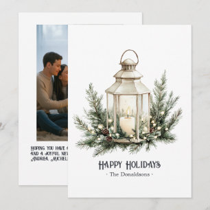 Tarjeta Festiva Elegantes Navidades de velas de linternas