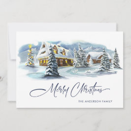 Tarjeta Festiva Elegantes Navidades de Winter Country Land Saludan