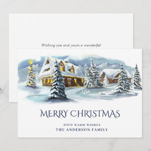 Tarjeta Festiva Elegantes Navidades de Winter Country Land Saludan