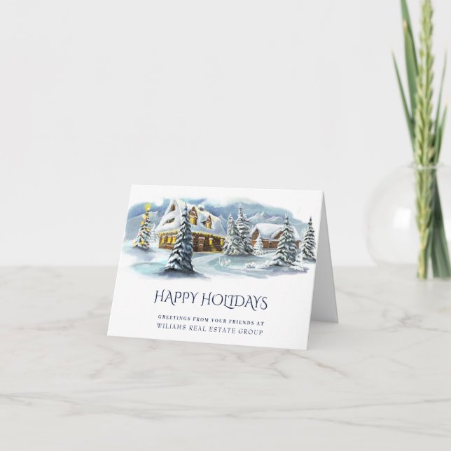 Tarjeta Festiva Elegantes Navidades de Winter Land Saludo Corporat (Anverso)