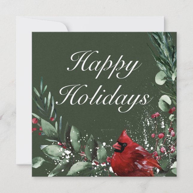 Tarjeta Festiva Elegantes Navidades del Cardenal Rojo Felices Fies (Anverso)