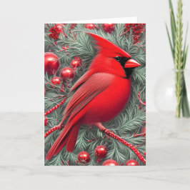 Tarjeta Festiva Elegantes Navidades del Cardenal Rojo Vintage