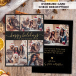Tarjeta Festiva Elegantes Navidades del Collage de Caligrafía Feli<br><div class="desc">Elegante Minimal Modern Elegante Caligrafía Negro y Oro 5 Collages de fotos "vacaciones felices" Navidades de guiones Tarjeta de vacaciones. POR FAVOR, TENGA EN CUENTA QUE ESTAS TARJETAS DE TAMAÑO DE 6, 5" X 8, 75" SON MÁS GRANDES QUE LA MEDIA, DEBIDO AL MAYOR TAMAÑO DE LA TARJETA, ES CASI...</div>