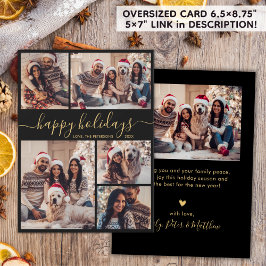 Tarjeta Festiva Elegantes Navidades del Collage de Caligrafía Feli