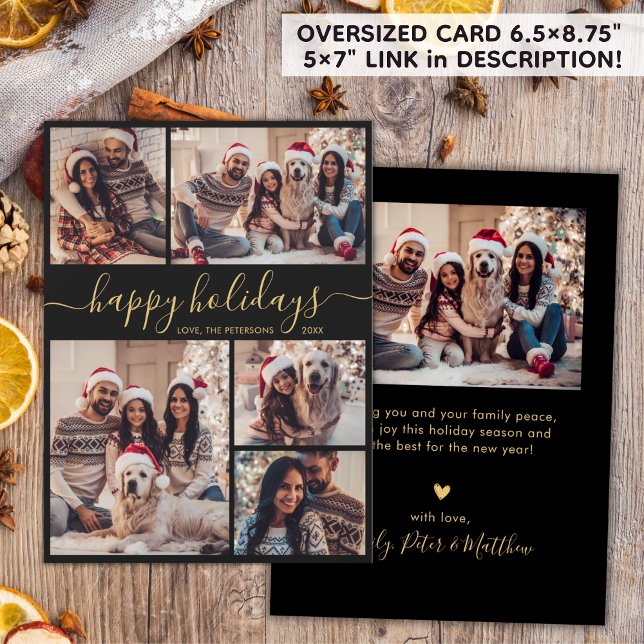 Tarjeta Festiva Elegantes Navidades del Collage de Caligrafía Feli (Subido por el creador)