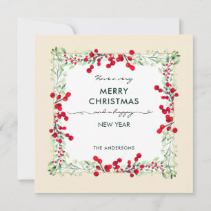 Tarjeta Festiva Elegantes Navidades del Foliage Verde de Invierno