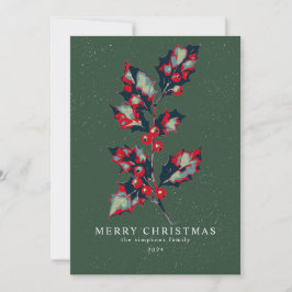 Tarjeta Festiva Elegantes Navidades del Poster de Esperanza Holly
