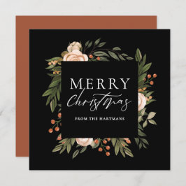 Tarjeta Festiva Elegantes Navidades del Terracotta Floral Boho