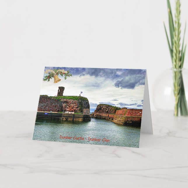 Tarjeta Festiva Elegantes Navidades Dunbar Castle-Clan Dunbar (Anverso)
