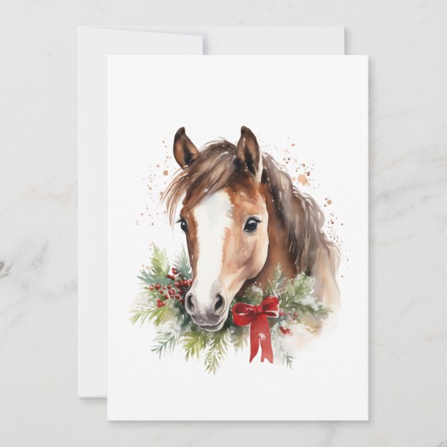 Tarjeta Festiva Elegantes Navidades equinos (Anverso)