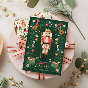 Tarjeta Festiva Elegantes Navidades florales Ballet Nudista Musica