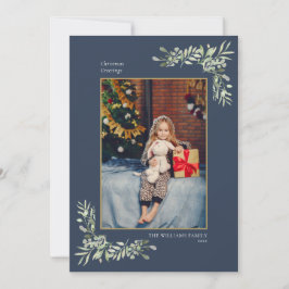 Tarjeta Festiva Elegantes Navidades Foto Geométrica de Verdor de O