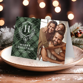 Tarjeta Festiva Elegantes Navidades fotográficos de Monograma Gree