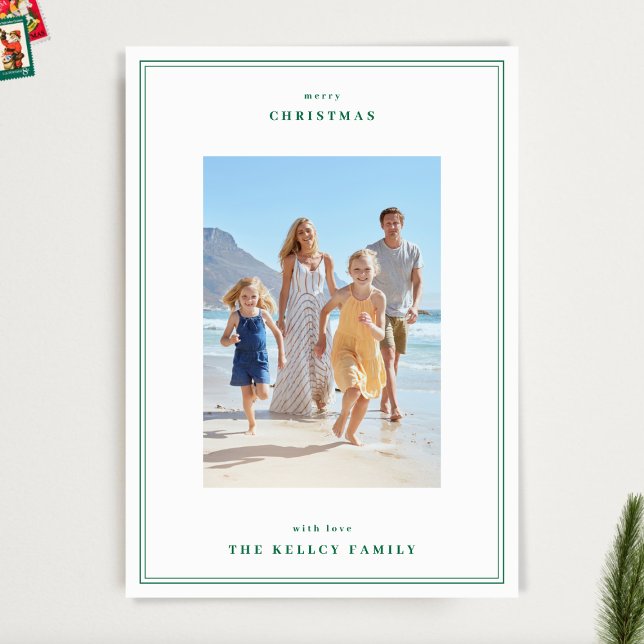 Tarjeta Festiva Elegantes Navidades marco de foto simple verde App (Subido por el creador)
